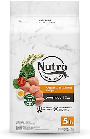  NUTRO NATURAL CHOICE Adult Dry Dog Food, Chicken & Brown Rice Recipe Dog Kibble, 30 Lb. Bag