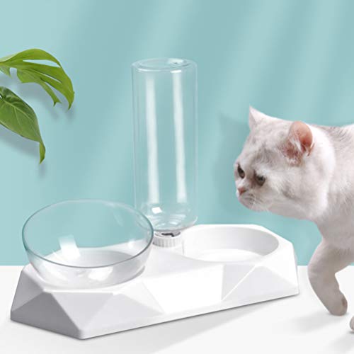  Balacoo SLM Water Bottles Automatic Water Dispenser Automatic Water Dispenser Pet Double Bowl Cat Ear Pet Feeding Bowl Drinking Bowl Pet Feeder Supplies For Cat Kitten White Puppy Feeder