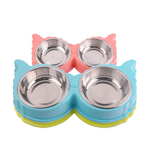 POPETPOP Portable Dog Bowl Portable Dog Bowl Puppy Dog Food Pet Feeder Stainless Steel Double Bowl Food Water Feeding Basin Tray For Pet Dog Cat () Portable Dog Bowl Metal Dog Bowls Metal Dog Bowls