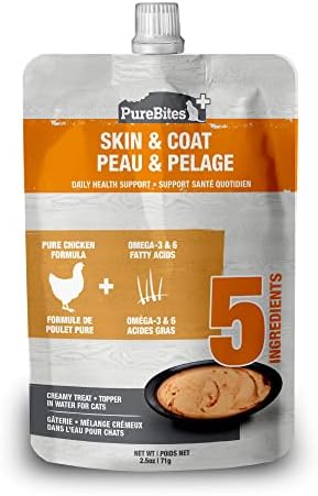  PureBites Plus Squeezables Cat Treat • Topper 71g | Skin & Coat | 5 Ingredients | Case Of 15