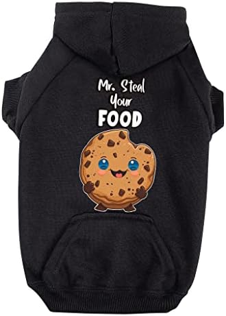 GENERIC Mr. Steal Your Food Dog Hoodie With Pocket - Funny Dog Coat - Cookie Dog Clothing - Black, XL