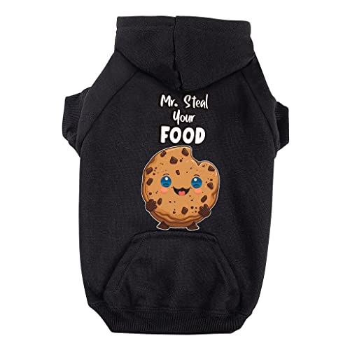 GENERIC Mr. Steal Your Food Dog Hoodie With Pocket - Funny Dog Coat - Cookie Dog Clothing - Black, XL