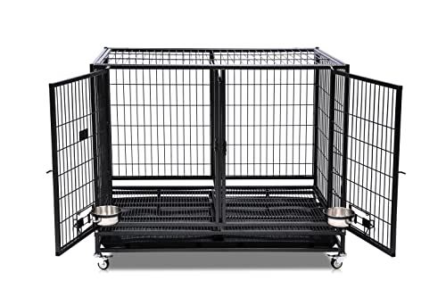  43" Stackable Heavy Duty Cage W/Feeding Doors And Divider Or Additional Tray (DG-43-FS)