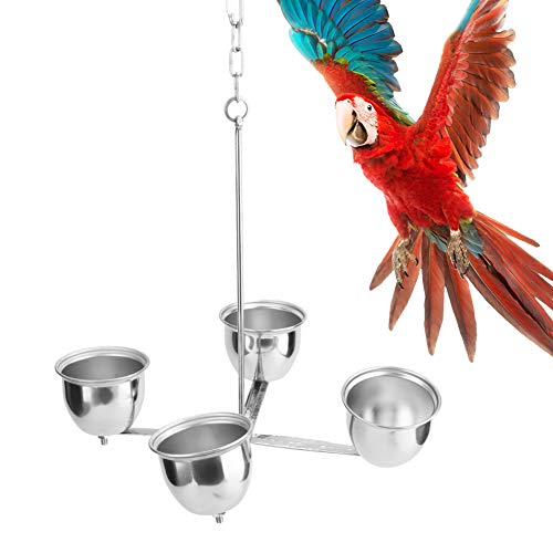  Pet Parrot Bird Stainless Steel Feeding Cups Food Water Bowls Feeder Bird Cage Accessory Easy To Use
