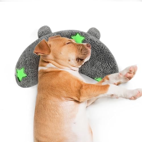 POMESEA Pet Pillow For Dogs, Glow In The Dark Soft Dog Neck Pillow, U-Shaped Pillow For Cat And Dog, Machine Washable Pet Calming Toy, Joint Relief Sleeping Improve For Pets (Pink)