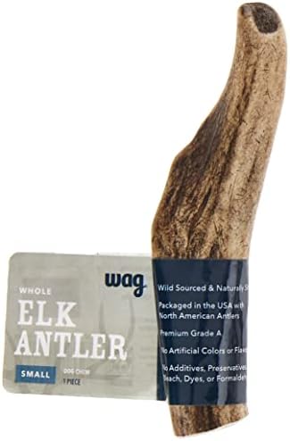  Amazon Brand - Wag Dog Elk Antler Chew, Naturally Shed, Whole, Medium 6-7.5 Inches (Best For Dogs 15-30 Lbs)
