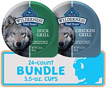  Blue Buffalo Wilderness Trail Trays High Protein, Natural Adult Wet Dog Food Cups, Beef Grill 3.5-oz (Pack Of 12)