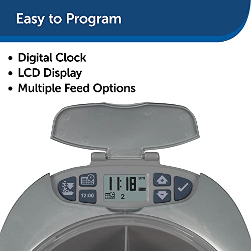  PetSafe 6 Meal Programmable Pet Food Dispenser, Automatic Dog And Cat Feeder- Dry Kibble Or Semi-Moist Pet Food, Slow Feed Portion Control (6 Cup/48 Ounce Capacity), Tamper-Resistant, Sleep Mode Blue