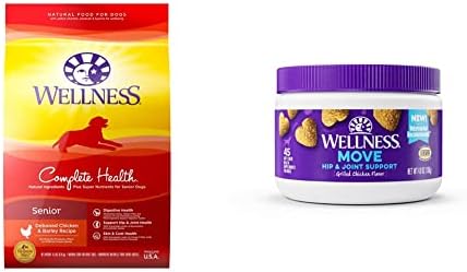  Wellness Complete Health Senior Dry Dog Food With Grains, Natural Ingredients, Made In USA With Real Meat, All Breeds (Chicken & Barley, 30-Pound Bag)