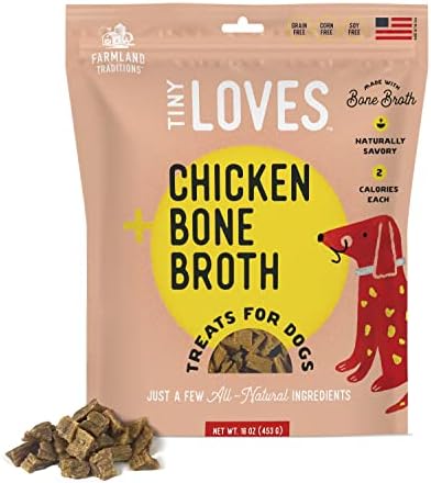  Farmland Traditions Tiny Loves Jerky Trainer Treats For Dogs W/Bone Broth (Turkey & Pumpkin, 16 Oz.)