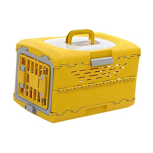 WeiLaiKeQi Collapsible Puppy Crate Portable Dog Kennel Foldable Reusable Heavy Duty Cat Transport Box Travel Cage For Kitten Rabbit Small Animals, Yellow