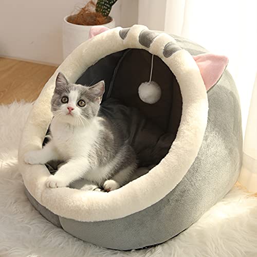  JENPECH Cat Bed Cave For Indoor Cats - Soft Cute Small Cat Bed Warm Pet Basket Kitten Lounger Cushion For Home - Small Pet Bed That Serves As A Cat Cave, Cat Condo