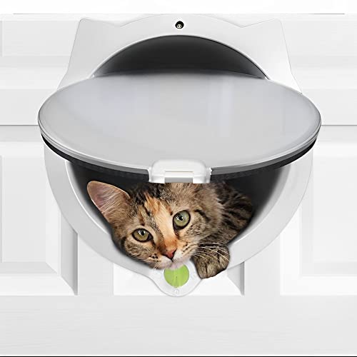 GENERIC CATDGET Cat Door, Exterior Cat Door, Security & Privacy, Pet Door, Exterior Or Interior Door, 4-Way Locking, Cat Design, No-Flap, Easy Install (Black)