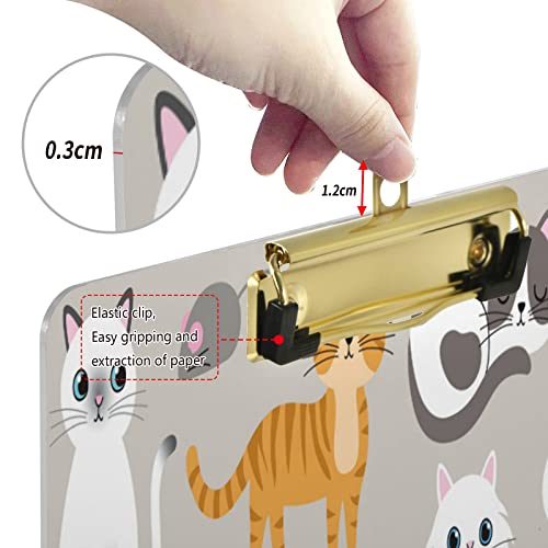  Cute Kitty Cat With Cat Breeds Toys And Food Plastic Clipboard Lovely Cat Kitchen Clipboards Low Profile Clip Boards For Students Office Man Woman Kids Standard A4 Letter Size 12.5x9 Inch Silver