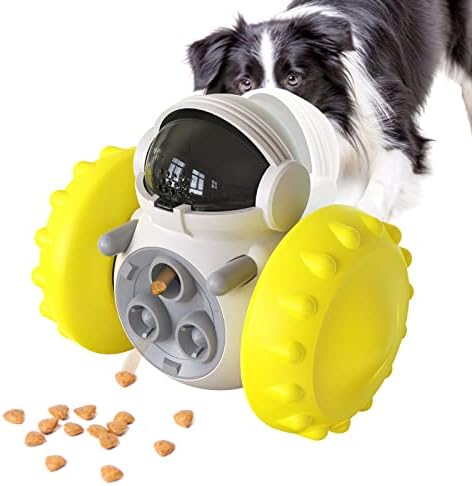 Dog Puzzle Toys, Interactive Treat Toy Food Dispenser, JOSMAX Robot Wheel Slow Feeder Toys For Smart Dogs To Keep Them Busy, Enrichment Toys For IQ Training Mind Improvement - Black