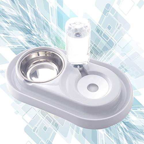  POPETPOP Pet Food Bowl Doubled Feeding Bowls Dog Bowl Dish Water Feeder Dispenser Food Feeding Bowl With Water Bottle For Dog Cat Auto Feeder
