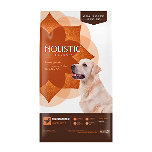  Holistic Select Natural Grain Free Dry Dog Food, Weight Management Chicken Meal & Peas Recipe, 24-Pound Bag