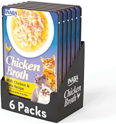 INABA Chicken Broth - Shredded Chicken And Seafood Flakes In Tasty Chicken Gravy - Side Dish Wet Treat For Cats - 4 Flavor Variety Pack (24 Pouches)