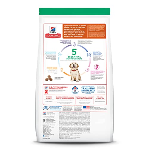  Hill's Science Diet Puppy Large Breed Chicken Meal & Brown Rice Recipe Dry Dog Food, 27.5 Lb. Bag