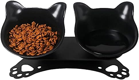  Elevated Cat Bowls,Double Cat Dog Bowls,15°Tilted Raised Cat Bowls,Cat Food Bowls Protective Cat Feeder Bowl For Cats And Small Dogs