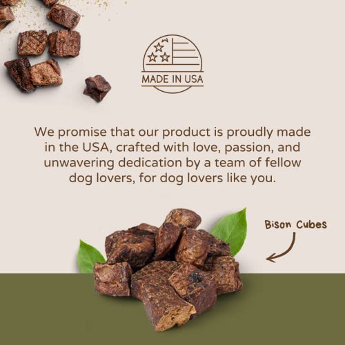  Bison Cubes: Pure Bison Dog Treats - All Natural Treats For Dogs. Vet Approved, Single Ingredient, Grain Free, Healthy & Nutritious Real Meat, Low Calorie Treats For Dogs (Bison Lung, 16oz)