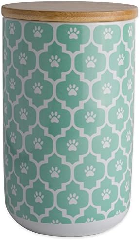  Bone Dry Lattice Collection Pet Bowl & Canister, Treat Canister, 4x6.5 Inches, Black