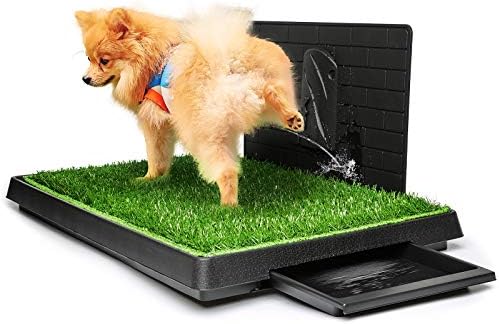  Hompet Dog Grass Pad With Tray Large, 2 Pcs Artificial Grass Training Pads With Pee Baffle Patch Puppy Turf Potty For Indoor And Outdoor Use, Ideal For Small And Medium Dogs (30"×20")