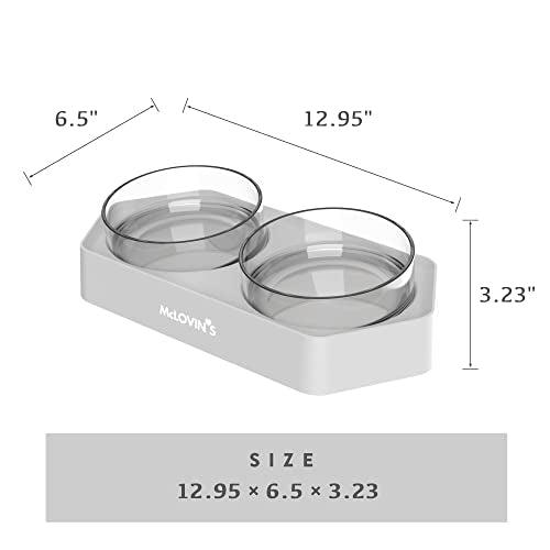  McLovin's 8 Degree Tilted Design Slanted Dual Angled Bowl For Dogs And Cats - Grey Tilted Dog Food Bowl Pet Feeder With Non-Skid & Non-Spill Design - Easier To Reach Food And Improve Digestion