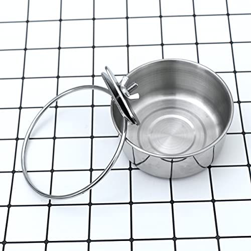  For Feeder Steel Stainless Hook Cups- Cat Dogs Cats, Bowl, Water Coop Parrot Dishes Feeding Cups Rabbit Size With Bowl Bowls Dog Hanging Bird Food Cage Animal And Small Clamp,