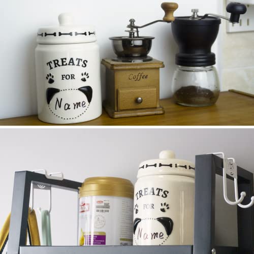  EassyHoo Airtight Dog Treat Container, Ceramic Dog Treat Jar With Lid, 4.2" Round X 6.5" Tall White Dog Treat Canister, Large Dog Cookie Jar For Dogs, Pet Treat Container Airtight, Dog Treat Jars For Pets