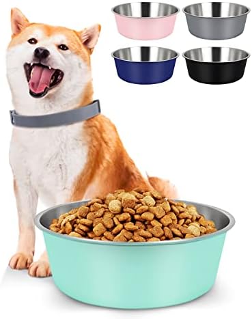  LIHONG Stainless Steel Dog Bowls, Non Slip Dog Bowls, Dog Food Water Bowls, Pet Bowls For Small Medium Large Dogs Cats, Metal Basic Bowls, Dishwasher Safe, Easy To Clean, Green