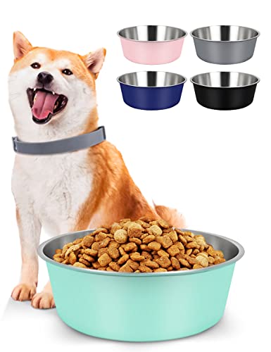  LIHONG Stainless Steel Dog Bowls, Non Slip Dog Bowls, Dog Food Water Bowls, Pet Bowls For Small Medium Large Dogs Cats, Metal Basic Bowls, Dishwasher Safe, Easy To Clean, Green