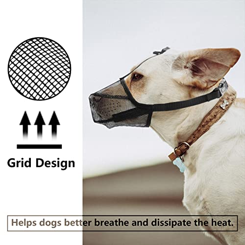  Lepark Dog Muzzle With Mesh Cover Muzzle For Small Medium Large Dogs, Prevent Biting Barking And Licking(S,Black)