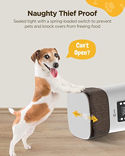  Ciays Automatic Cat Feeders, 4L Cat Food Dispenser Up To 20, 6 Meals Per Day, Pet Dry Food Dispenser For Small Medium Cats Dogs, Dual Power Supply & Voice Recorder, White