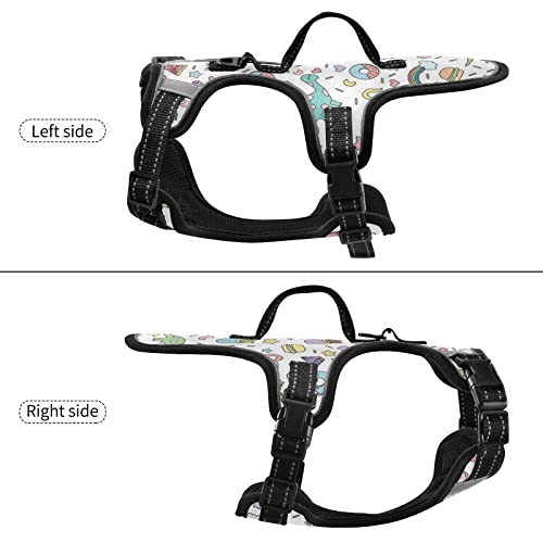  Cartoon Food Unicorn Dinosaur Dog Harness Adjustable Reflective Dogs Harness Soft Vest Harness For Dog Puppy Pets (with Drawcord)