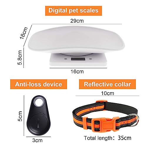  Digital Pet Scale, Small Animal Scale With Pet Anti Lost Alarm Sensor ＆ Reflective Collar, Multi-Function LED Pet Weight Scale(Max. 33 Lbs), For Weighing Puppy/Kitten/Ferret/Reptiles/Tortoises/Food