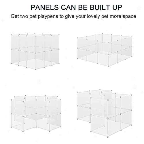  PawHut Pet Playpen DIY Small Animal Cage Open Enclosure Portable Plastic Fence 12 Panels For Kitten Bunny Chinchilla Guinea Pig White