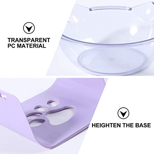  Pet Bowl 1PC Cat Shaped Bowl Neck Bowl Adjustable Tilted Food Bowl Pet Feeder Drinking Bowl Non- Slip Transparent Bowl (Purple)