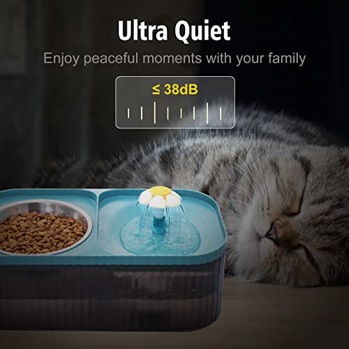  Suertree Cat Fountain Water Bowl Stainless Steel, 101oz/3L Automatic Pet Water Fountain, Dog Water Dispenser Cat Feeding Watering Supplies With 2 Filters For Cats, Dogs, Pets Blue