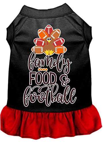  Family, Food, And Football Screen Print Dog Dress Red XS
