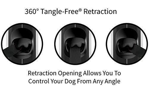  TUG 360° Tangle-Free Retractable Dog Leash With Anti-Slip Handle | 16 Ft Strong Nylon Tape| One-Handed Brake, Pause, Lock (Medium, Grey)