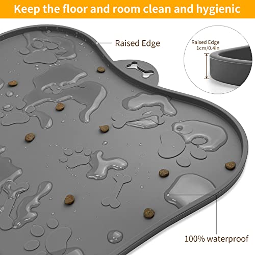  KPWACD Pet Placemat For Dog And Cat, Mat For Prevent Food And Water Overflow, Suitable For Small, Medium And Big Pet, Grey, Silicone
