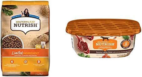  Rachael Ray Nutrish Limited Ingredient Lamb Meal & Brown Rice Recipe, Dry Dog Food, 14 Pound Bag (Packaging Design May Vary)