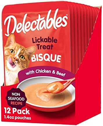  Delectables Bisque Non-Seafood Lickable Wet Cat Treats, Variety Pack, 12 Count (Pack Of 1)