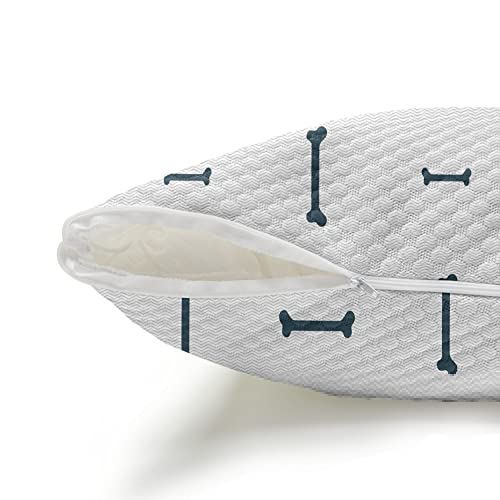 Lunarable Dog Bone Body Pillow Cover, Cartoon Food For Dog Treat Pattern With Silhouette Zigzag Background, Soft Comfortable Zippered Side Sleeper Pillow Case, 20" X 55", White And Dark Blue