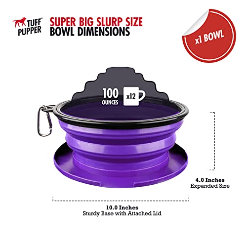  Tuff Pupper SuperBigSlurp - Collapsible Dog Bowls | Convenient Dog Travel Bowls W/Storage Lid | Keeps Pups Hydrated And Full | Portable Dog Water Bowls & Large Travel Bowls For Pets | Patent Pending