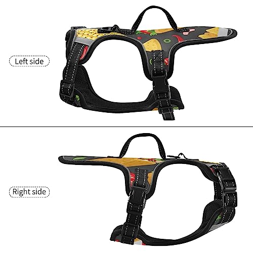  No Pull Dog Harness For Small Dogs Adjustable Pet Vest Harness With Leash Reflective Front Clip Vest With Handle Easy Control For Small Medium Large Dogs Cats Outdoor Walking Mexican Food Pattern Burr