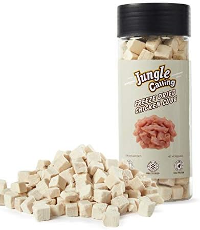  Jungle Calling Freeze Dried Cat And Dog Treats, Grain Free, Raw Single Ingredient Chicken, High Protein Snacks For Training (Chicken Cube)