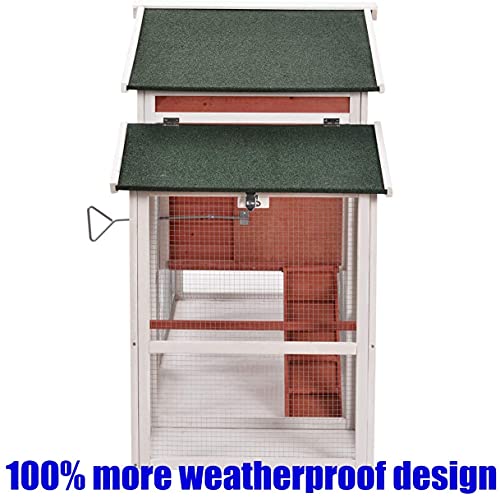  Tenouvos Higher Quality & Stronger Outdoor Chicken Coop, Large Solid Wooden Rabbit Hutch, Poultry Pet Cages, Small Animal House With Tray & Ramp & Heavy Duty Safety Net For Small Animal