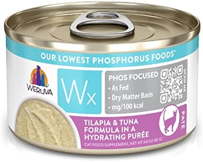 Weruva Wx Phos Focused, Tilapia & Tuna Formula In A Hydrating Purée, 3oz Can (Pack Of 12)